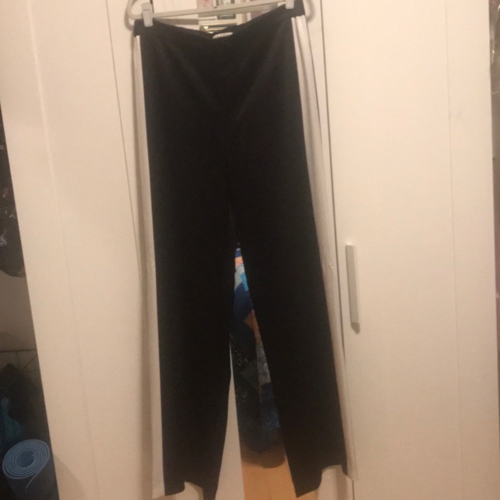 Alice + Olivia Satin black pants with white stripe